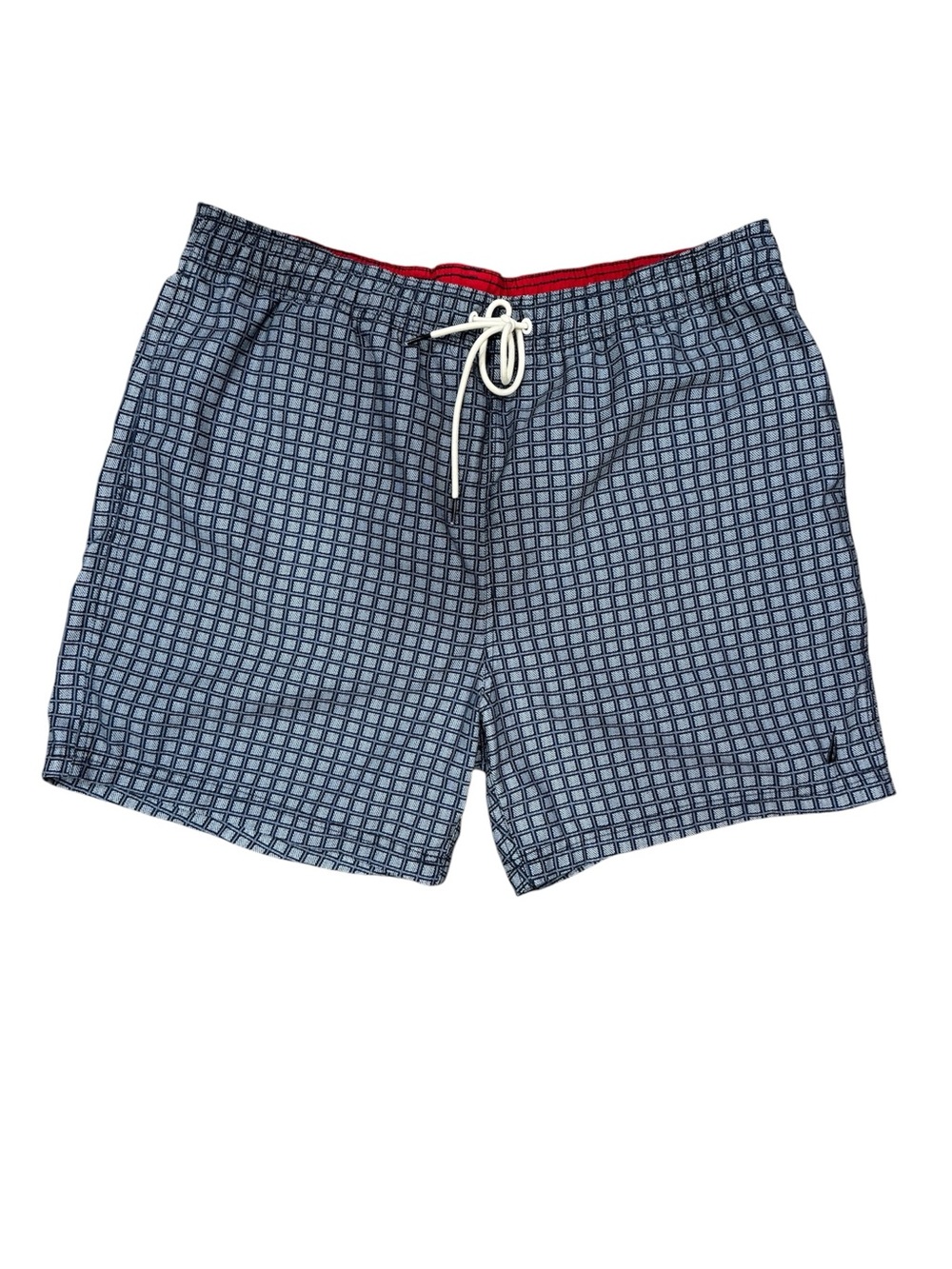 Nautica Men’s XL Swim Trunks Blue Geometric Print Mesh Lined Quick Dry Beach